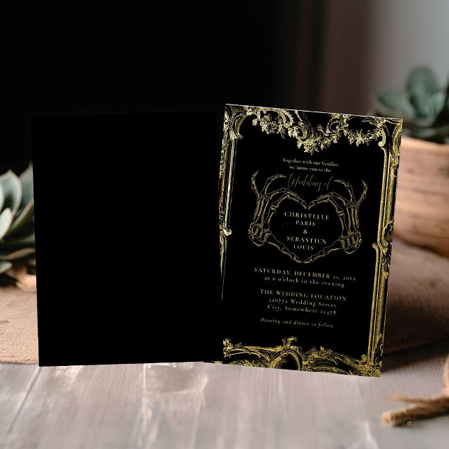 Invitación Con Relieve Metalizado Boda de Halloween retro de cráneo gótico (Subido por el creador)