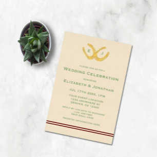 Invitación Con Relieve Metalizado Boda de herraduras occidentales
