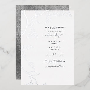 Invitación Con Relieve Metalizado Boda de hiedra goteante de plata
