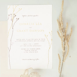Invitación Con Relieve Metalizado Boda de hierba salvaje minimalista