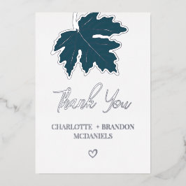 Invitación Con Relieve Metalizado Boda de hoja de arce de otoño azul turquesa agrade