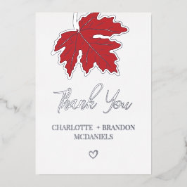 Invitación Con Relieve Metalizado Boda de hojas de arce de otoño rojas gracias a Sil