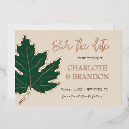 Invitación Con Relieve Metalizado Boda De Hojas De Maple En El Otoño Del Bosque Ahor