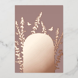 Invitación Con Relieve Metalizado Boda de hojas y mariposas de jardín elegante 