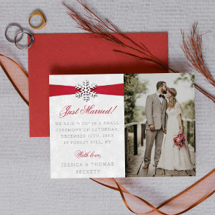 Invitación Con Relieve Metalizado Boda de invierno con copo de nieve diamante y cint