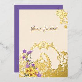 Invitación Con Relieve Metalizado Boda de jardín de primavera Jilguero Crema