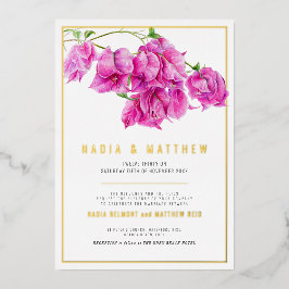 Invitación Con Relieve Metalizado Boda de la acuarela color púrpura rosa de la bugan