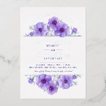 Boda de la acuarela floral de anémona blanca púrpu