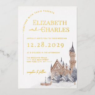 Invitación Con Relieve Metalizado Boda de la Catedral de la Iglesia del Castillo Ing