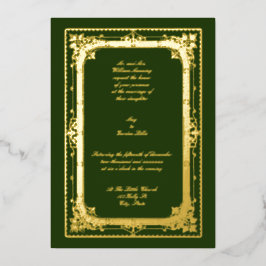 Invitación Con Relieve Metalizado Boda de la época victoriana de los años 1870