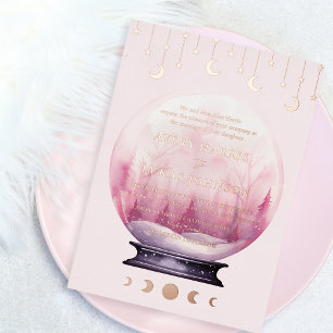 Invitación Con Relieve Metalizado Boda de la Media Luna Celestial Estrellas
