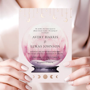 Invitación Con Relieve Metalizado Boda de la Medialuna Mística