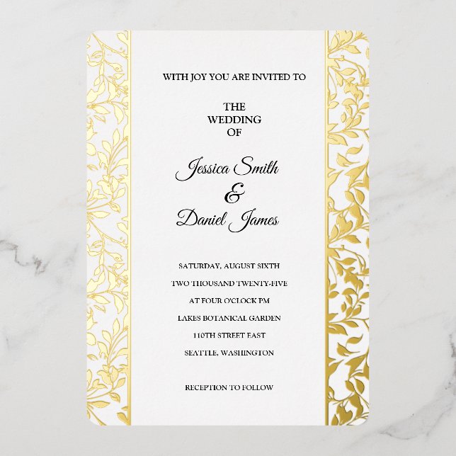 Invitación Con Relieve Metalizado Boda de la Vid  (Anverso)