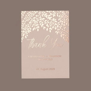 Invitación Con Relieve Metalizado Boda de las hojas de oro gracias