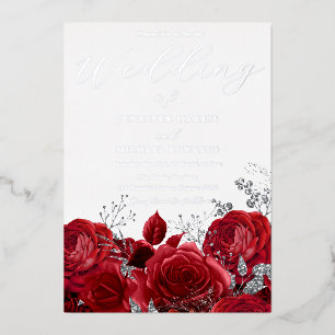 Invitación Con Relieve Metalizado Boda de las rosas rojas del Relieve metalizado pla