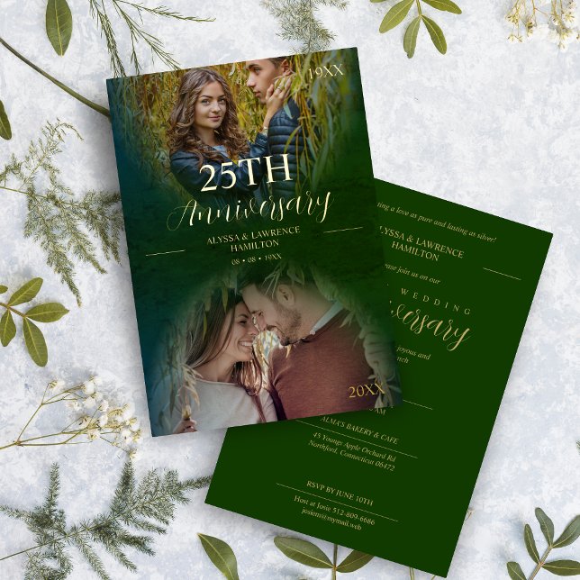 Invitación Con Relieve Metalizado Boda de lujo Aniversario 2 Fotos Superposición Ova (Subido por el creador)