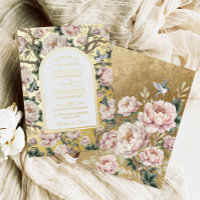 Boda de lujo chinoiserie peonía floral aves