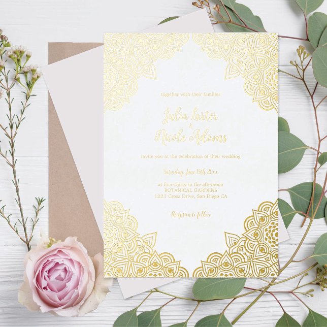 Invitación Con Relieve Metalizado Boda de lujo metálico Glittering Geométrico (Subido por el creador)
