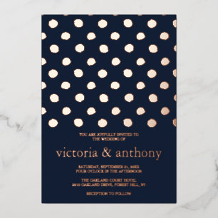 Invitación Con Relieve Metalizado Boda de lunares modernos real