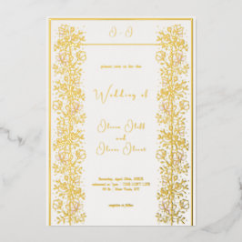 Invitación Con Relieve Metalizado Boda de Magnolia Rosa