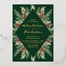 Invitación Con Relieve Metalizado Boda de marco de cono de color de agua de invierno