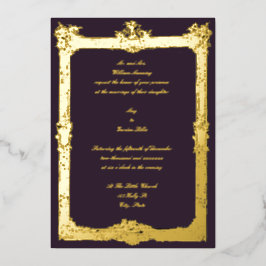 Invitación Con Relieve Metalizado Boda de Marco de Frutas y Florales Barroco Rococó