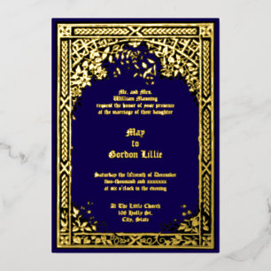 Invitación Con Relieve Metalizado Boda de marco de pérgola floral de la era victoria