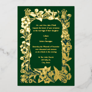 Invitación Con Relieve Metalizado Boda de Marco de Vid Floral de la Era Victoriana