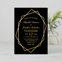 Invitación Con Relieve Metalizado Boda de marco geométrico