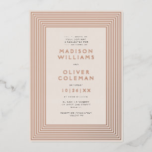 Invitación Con Relieve Metalizado Boda de Marco Rayado Moderno Chic REAL