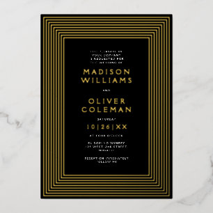 Invitación Con Relieve Metalizado Boda de Marco Rayado Moderno Chic REAL