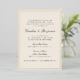 Invitación Con Relieve Metalizado Boda de marfil elegante formal clásico de la front