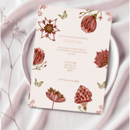 Invitación Con Relieve Metalizado Boda de mariposa botánica floral rústica 