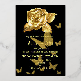 Invitación Con Relieve Metalizado Boda de mariposa rosa dorada