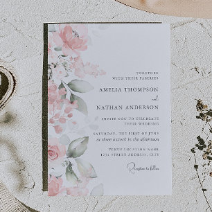Invitación Con Relieve Metalizado Boda de Mariposa Rosa Dorado Floral 