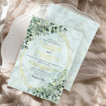 Boda de mármol con follaje de eucalipto y hoja de