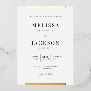 Invitación Con Relieve Metalizado Boda de minimalismo moderno