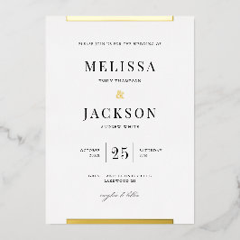 Invitación Con Relieve Metalizado Boda de minimalismo moderno