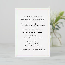 Invitación Con Relieve Metalizado Boda de Moda elegante de borde dorado clásico form