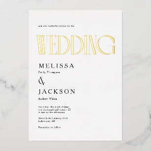 Invitación Con Relieve Metalizado Boda de Moda minimalista
