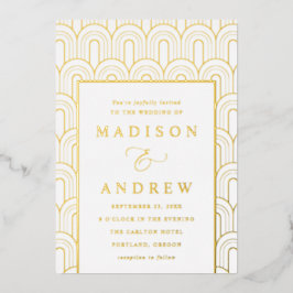 Invitación Con Relieve Metalizado Boda de modernidad de arco deco