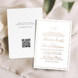 Invitación Con Relieve Metalizado Boda de Monograma de Escritura Clásica Elegancia R