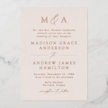 Boda de Monograma de Oro Rosa con Elegancia Modern