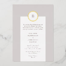 Boda de Monograma en Círculo de Taupe y Oro