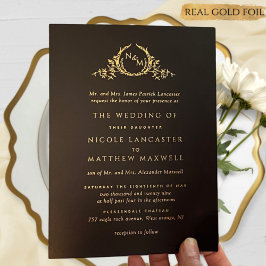Invitación Con Relieve Metalizado Boda de monograma formal de Relieve metalizado dor
