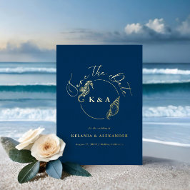 Invitación Con Relieve Metalizado Boda de monograma náutico de SEATERNAL Guardar la