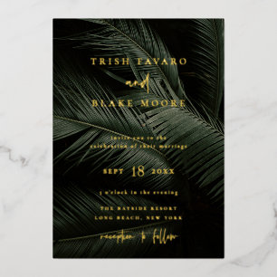 Invitación Con Relieve Metalizado Boda de Moody Tropics