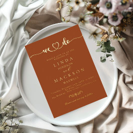 Invitación Con Relieve Metalizado Boda de naranja quemada y dorado Nosotros hacemos