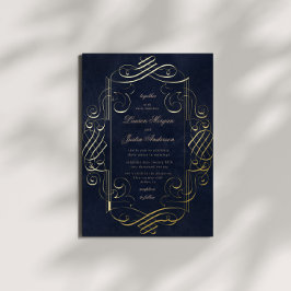 Invitación Con Relieve Metalizado Boda de ornamento de deco dorado