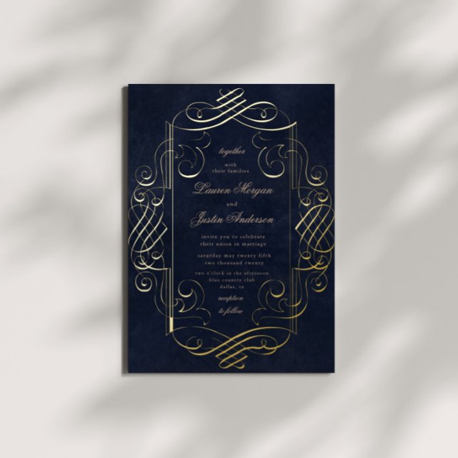 Invitación Con Relieve Metalizado Boda de ornamento de deco dorado (Subido por el creador)
